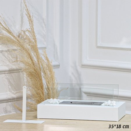 فاير بليس مستطيل 35*18سم وجه زجاج حديد ابيض+ حجار ابيض EL16/15 =رم2