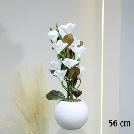 قوار بورسلان طابة ورد ابيض 56سم عروق اخضر EL86/1 =ط56