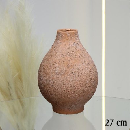 فازة جبص كرميدي 27سم شكل فخار EL10/8 =ط56