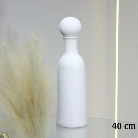 فازة جبص ابيض 40سم اسطواني غطا طابة EL10/16 =ط56