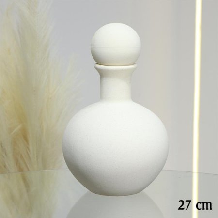 فازة جبص بيج 27سم مدور غطا طابة EL10/19 =ط56