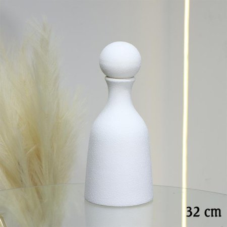 فازة جبص ابيض 32سم بطة غطا طابة EL10/20 =ط56