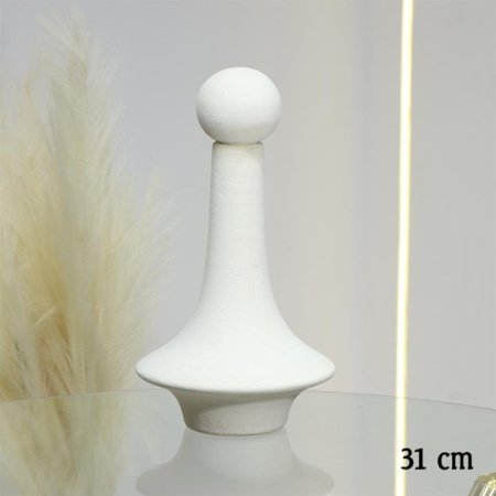 فازة جبص بيج 31سم مدور عنق طويل غطا طابة EL10/23 =ط56