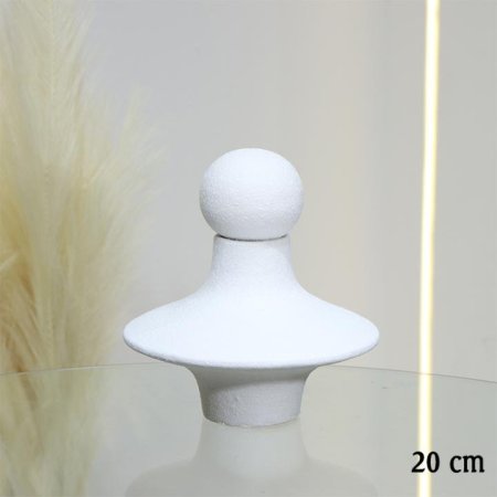 فازة جبص ابيض 20سم مدور عنق قصيرغطا طابة EL10/24 =ط56