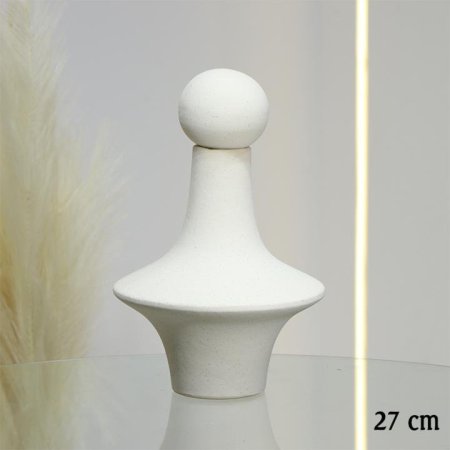 فازة جبص بيج 27سم مدور عنق قصير غطا طابة EL10/27 =ط56