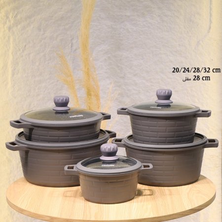 طقم طناجر/10احجام (20/24/28/32) +28سم مقلى جرانيت سكب محجر سكني EL20/1 =ط58