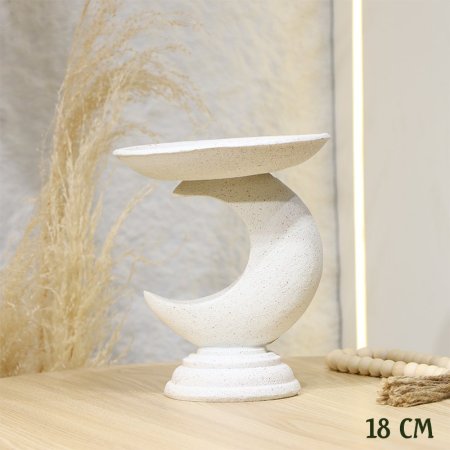 صحن مدور 18سم جبص بيج قاعدة شكل هلال مرسم مسجد ذهبي EL95/10 =ط58