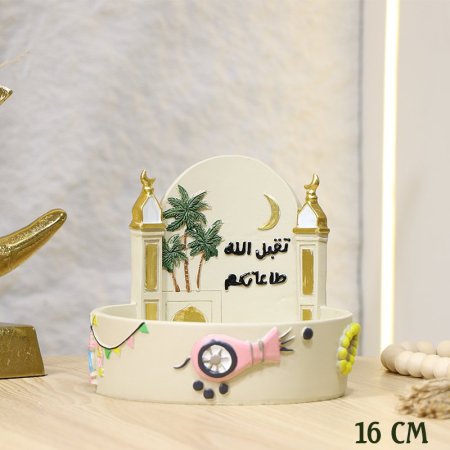 تمرية جبص طحيني مدور 16سم مكتب تقبل الله طاعاتكم ومرسم شجر EL95/15 =ط58