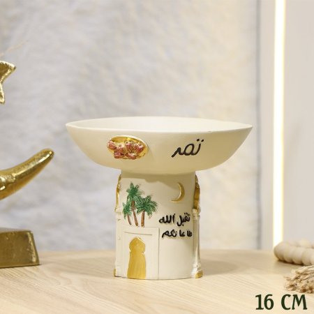 تمرية جبص طحيني مدور 16سم مكتب تقبل الله طاعاتكم ومرسم شجر برجل EL95/17 =ط58