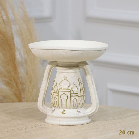 مضيفة مدور 20سم جبص بيج قاعدة فانوس مرسم مسجد رمضان EL94/1 =رم2
