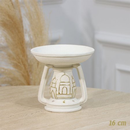 مضيفة مدور 16سم جبص بيج قاعدة فانوس مرسم مسجد رمضان EL94/2 =رم2