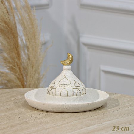 مضيفة قطايف مدور 23سم بيج مرسم مسجد بغطا قطر EL94/18 =رم2