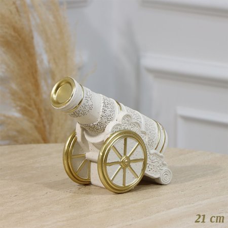 تحفة جبص 21سم شكل مدفع رمضان بيج وذهبي EL94/22 =رم2