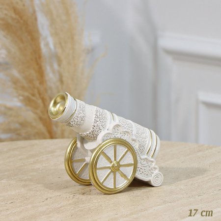 تحفة جبص 17سم شكل مدفع رمضان بيج وذهبي EL94/23 =رم2