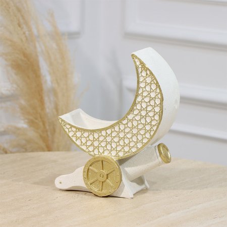 تحفة هلال جبص بيج قاعدة مدفع رمضان مرسم شبك ذهبي EL94/24 =رم2