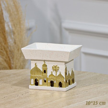 مضيفة مستطيل 15*10سم جبص بيج قاعدة مرسم مسجد ذهبي ومكتب عافية EL94/33 =رم2