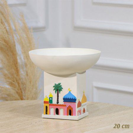 مضيفة مدور 20سم جبص ابيض قاعدة مرسم مسجد ملون EL94/48 =رم2