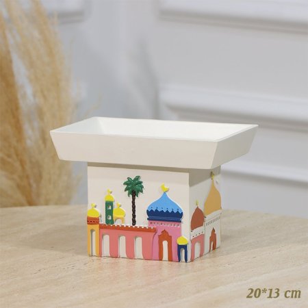 مضيفة مستطيل 20*13سم جبص ابيض قاعدة مرسم مسجد ملون EL94/53 =رم2