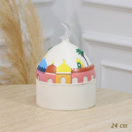 تحفة مدور 24سم جبص ابيض غطا قبة مرسم مسجد ملون EL94/54 =رم2