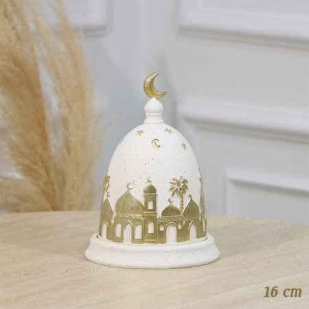 مضيفة مدور 16سم  جبص بيج غطا قبة مرسم مسجد ذهبي مسكة هلال  EL94/56 =رم1 =رم2