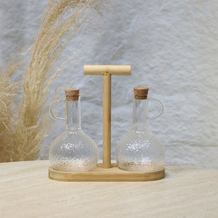 طقم/3 ستاند خشب + 2 مزيتة زجاج مثلج عنق طويل EL96/3 =ط57