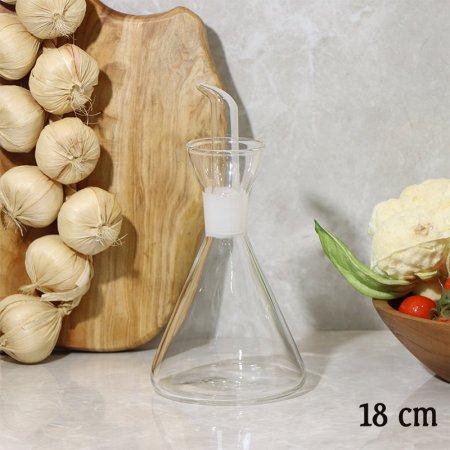 قنينة زيت زجاج 18سم شكل هرم بوز زجاج  EL96/4 =ط57