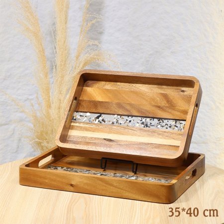 طقم صواني مستطيل/2 خشب بامبو 40+35سم وجه نصف ريزن EL9/8 =ط58