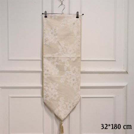 رنر طاولة قماش 180*32سم بيج مرسم ورد EL76/1 =ط58