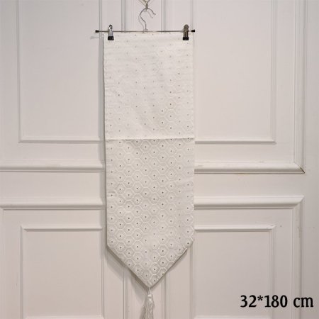 رنر طاولة قماش 180*32سم ابيض وفضي مرسم خلية نحل EL76/3 =ط58