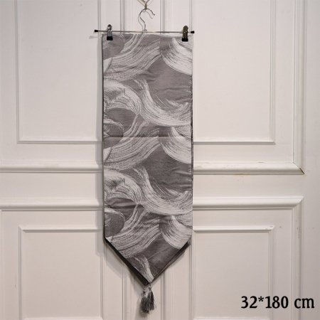 رنر طاولة قماش 180*32سم سكني موشح ابيض  EL76/5 =ط58