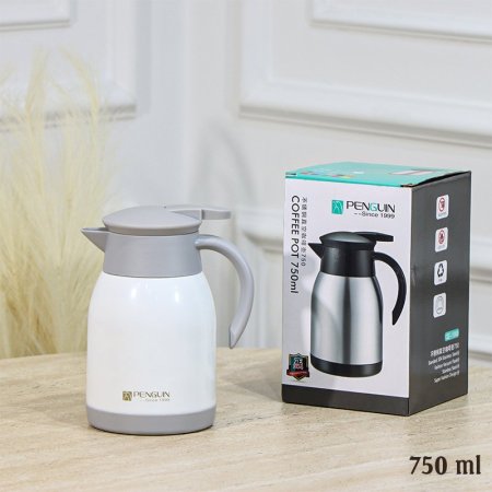 تيرموس قهوة ستانلس ابيض  750مل غطا بلاستك سكني EL53/1 =رم3