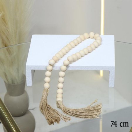 مسبحة ديكور 74سم خشب بيج مسكة شراشيب EL36/3 =ط56