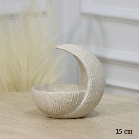 مضيفة بيضاوي 15سم جبص سكني فاتح مسكة هلال رمضان EL17/5 =رم3