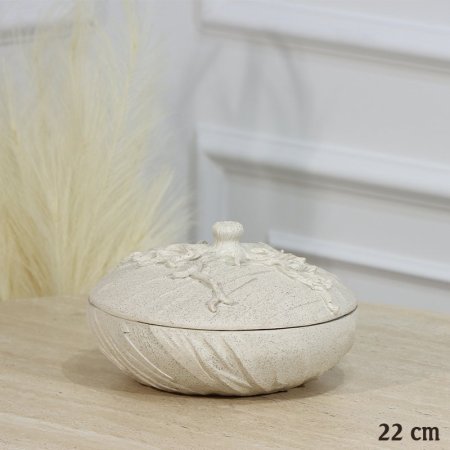 مضيفة مدور 22سم جبص سكني فاتح مخزف غصن شجرة EL17/12 =رم3