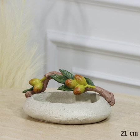 مضيفة بيضاوي 21سم جبص سكني فاتح مسكة يد غصن شجرة EL17/16 =رم3