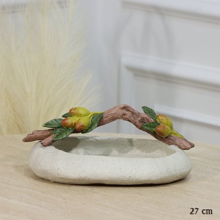 مضيفة بيضاوي 27سم جبص سكني فاتح مسكة يد غصن شجرة EL17/17 =رم3