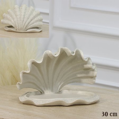 تحفة شكل صدفة 30سم جبص سكني فاتح EL17/31 =رم3