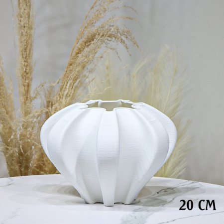 فازة جبص ابيض مدور 20سم شكل يقطين EL33/1 =ط57