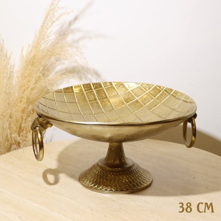 جاط فواكة مدور 38سم مربعات 8239104 نحاس هندي برجل بيدين حلقة %ه10