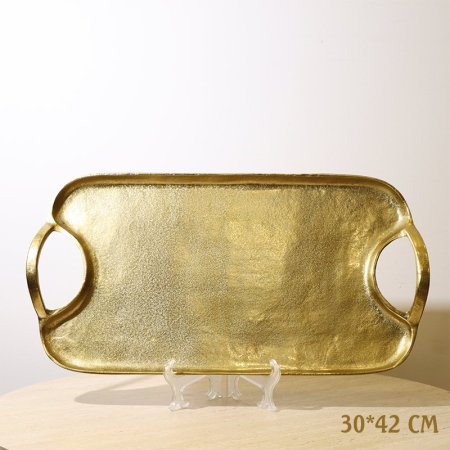 صينية مستطيل 42*30سم 8239118 نحاس ذهبي بيدين %ه10