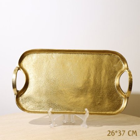 صينية مستطيل 37*26سم 8239119 نحاس ذهبي بيدين %ه10
