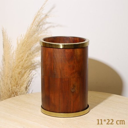 سلة مهملات مدور 22*11سم 8239171 خشب هندي %ه10