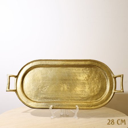 صينية بيضاوي جور 55*28سم 8239178 نحاس ذهبي بيدين %ه10