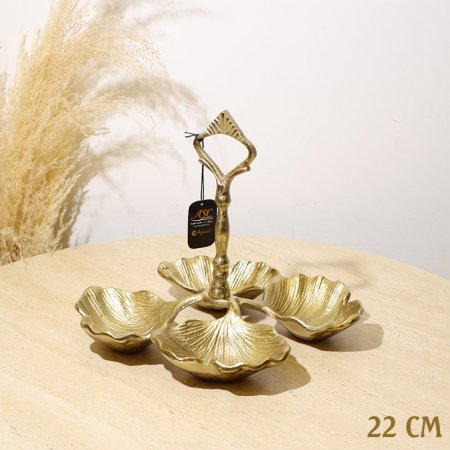 مضيفة 22سم مقسم 4 عين شكل ورقة 8239184 مسكة يد طويل نحاس هندي %ه10