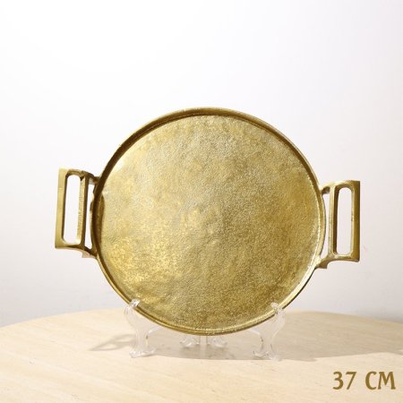 صينية مستطيل 30سم 8239240 نحاس ذهبي بيدين مقبض %ه10