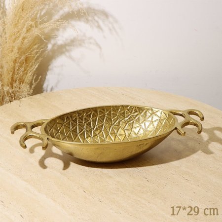 جاط بيضاوي غويط 29*17سم 8239252 نحاس هندي بيدين قرن غزال %ه10